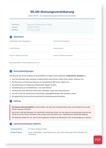 Beispiel: WLAN-Nutzungsbedingungen Vorlage als PDF
